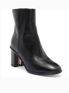 Tory Burch Brooke Stamped Heel Black Leather Bootie